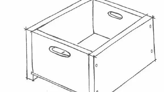 Skizze einer Holzschublade
