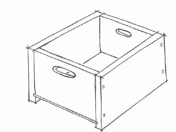 Skizze einer Holzschublade