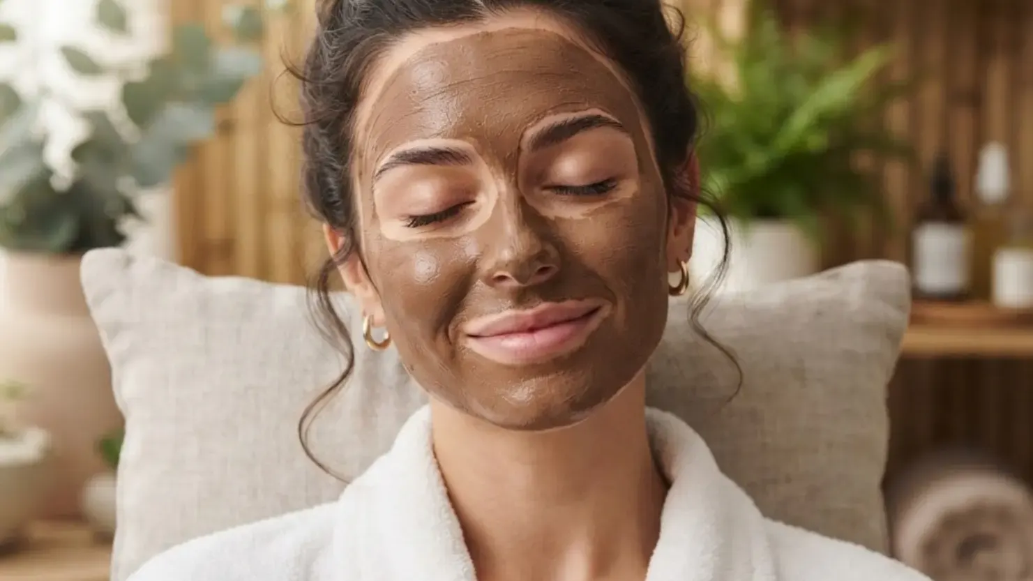 Dame mit Maske im Gesicht