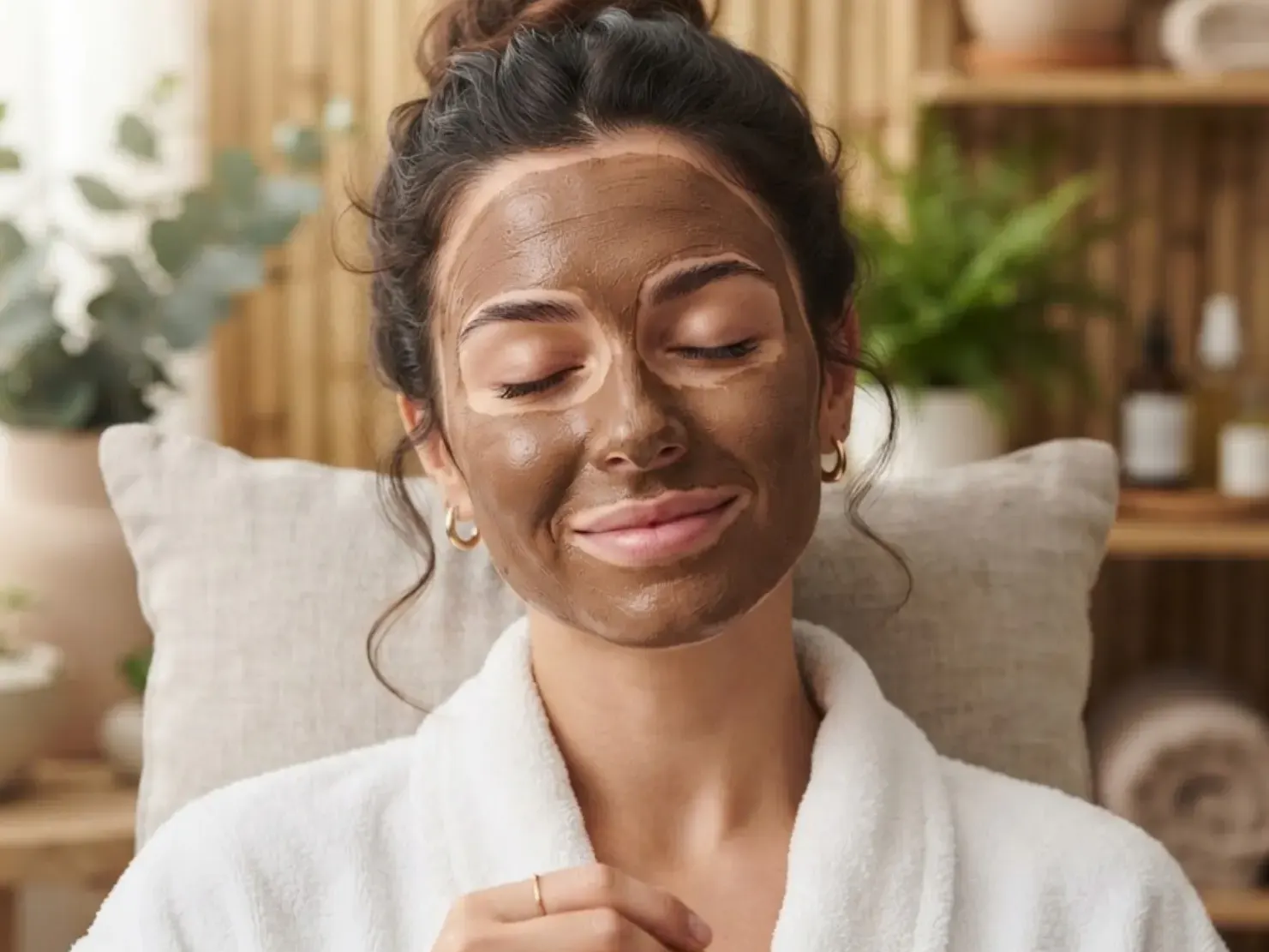 Dame mit Maske im Gesicht