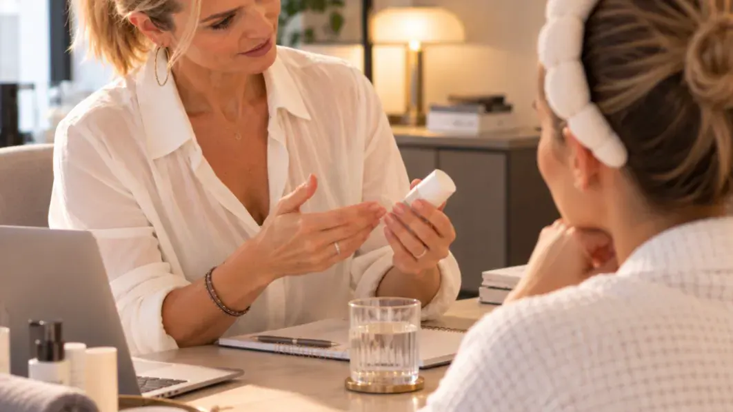 Dame wird beraten und Produkte werden erklärt und gezeigt